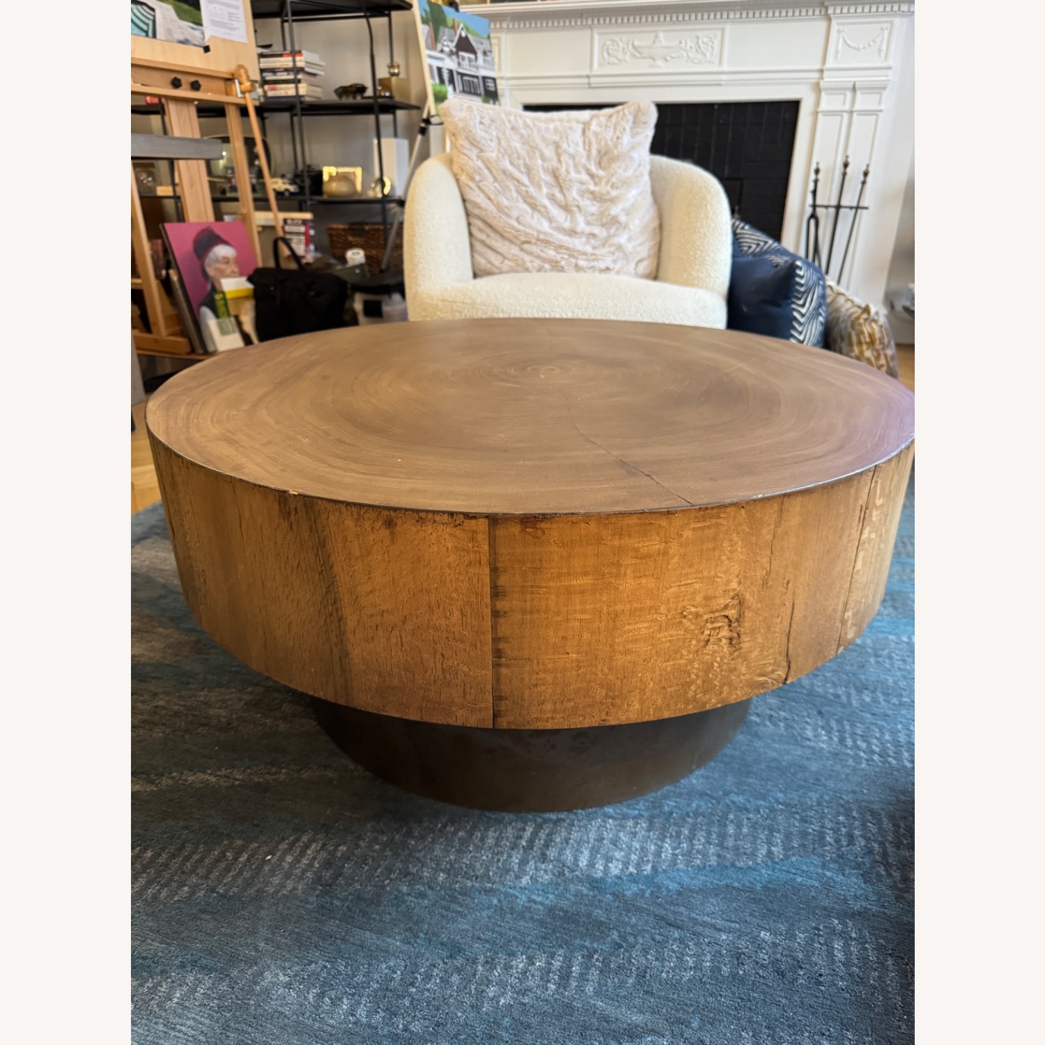 Anthropologie Vintage 36” Round Wood Coffee Table - image-1