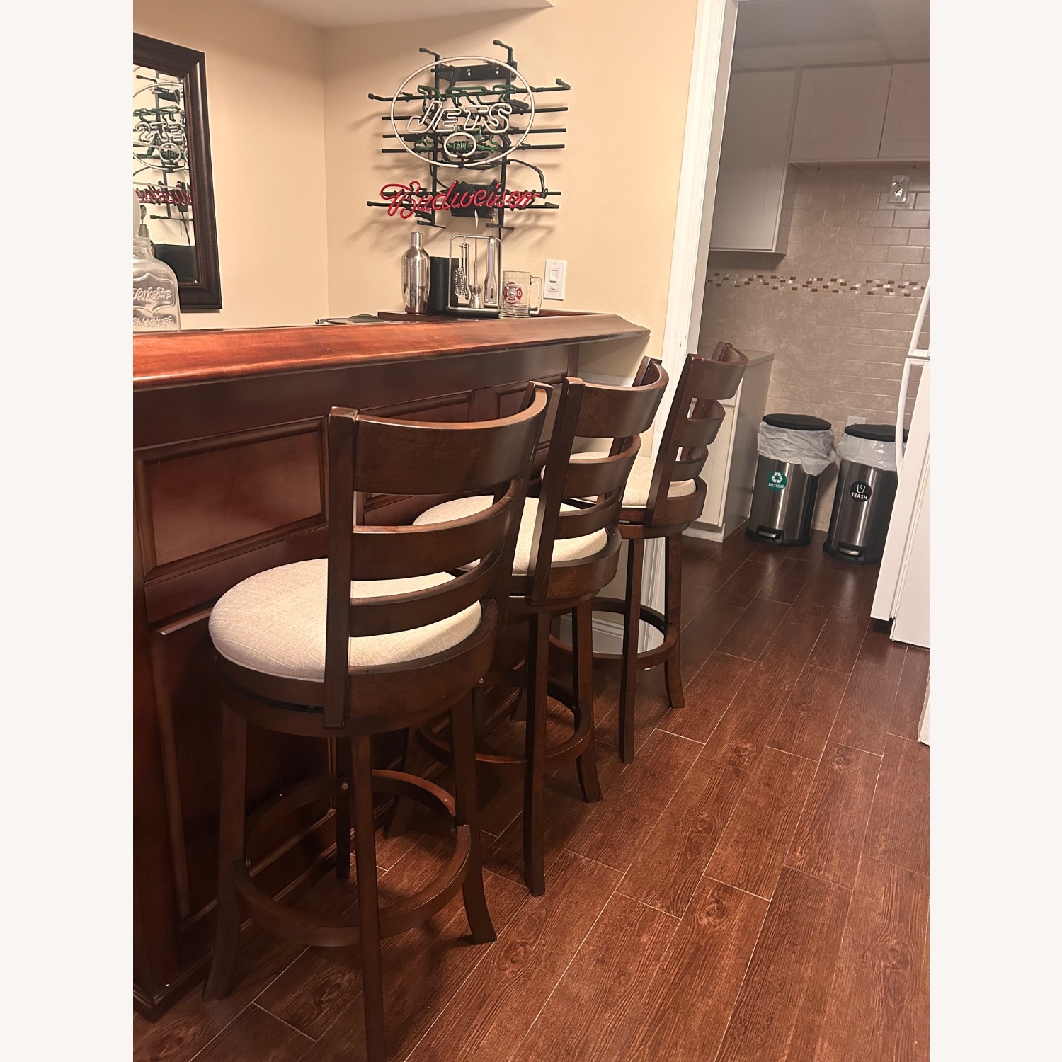 Upholstered Stools with Solid Wood Frame - image-1