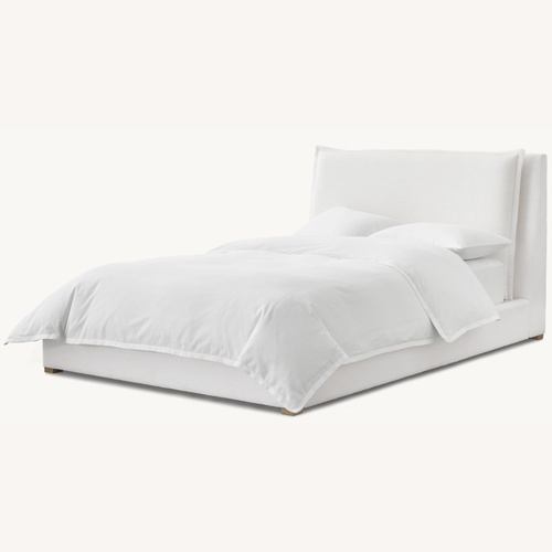 Used Restoration Hardware White Upholstered Bed for sale on AptDeco