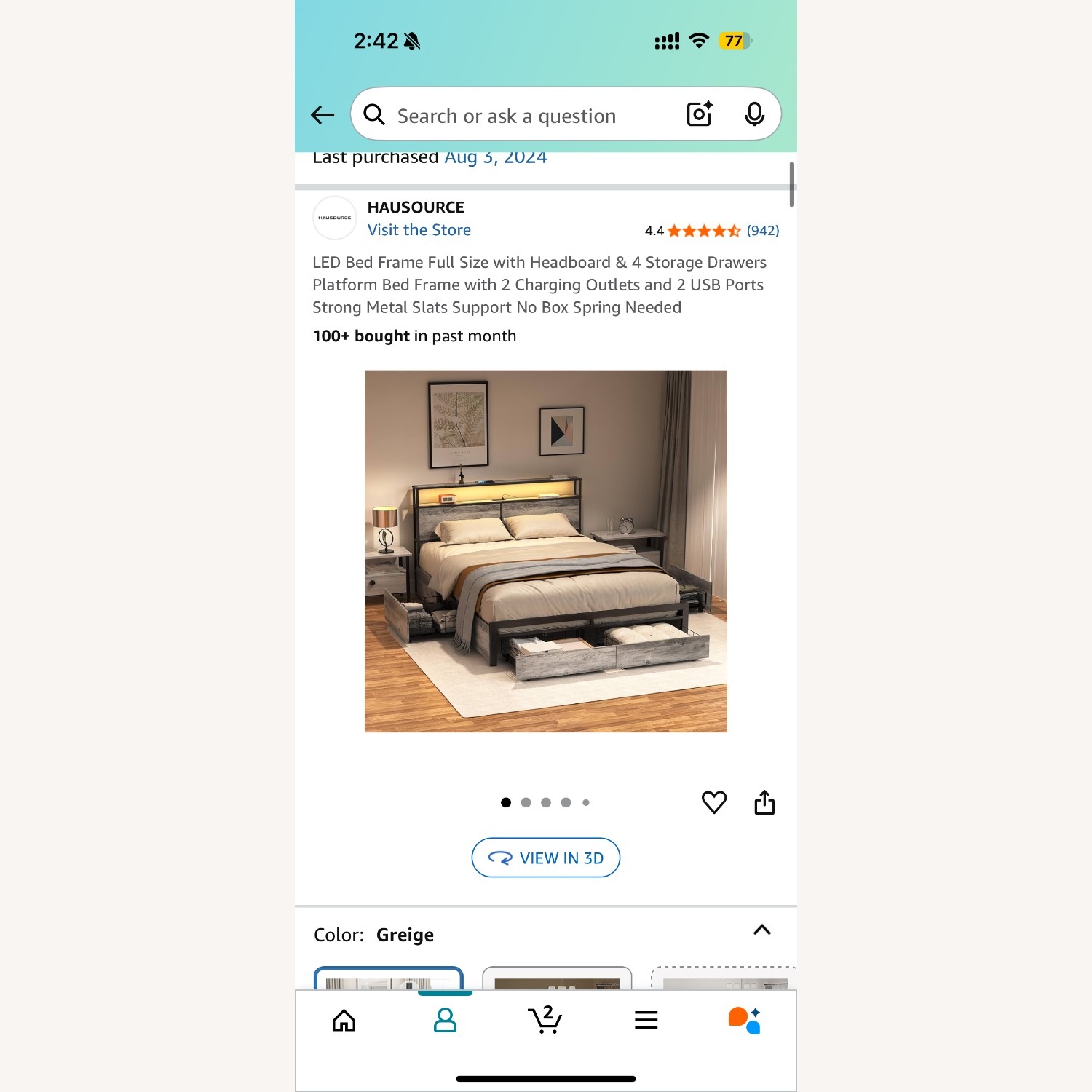 LED Bed Frame Full Size with Headboard - image-1