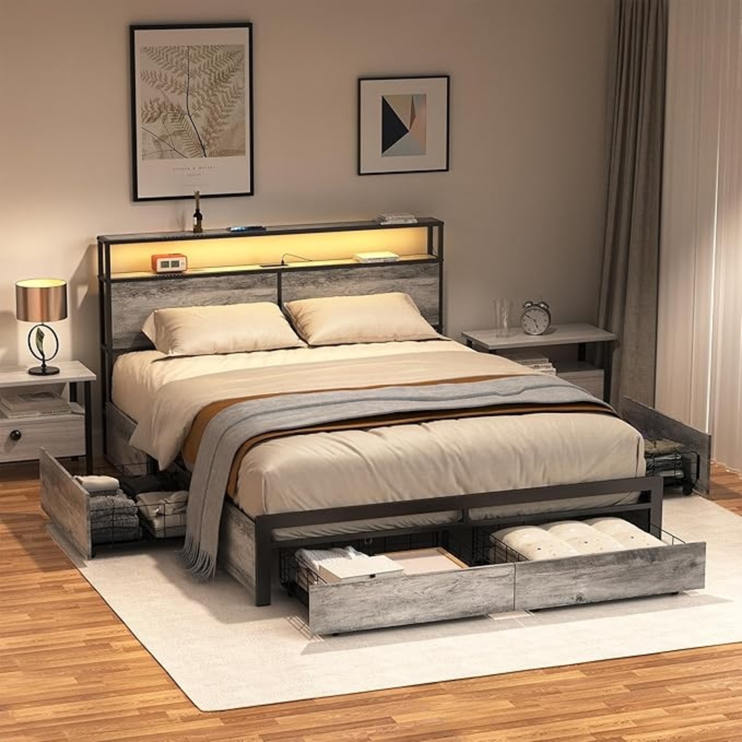 LED Bed Frame Full Size with Headboard - image-4