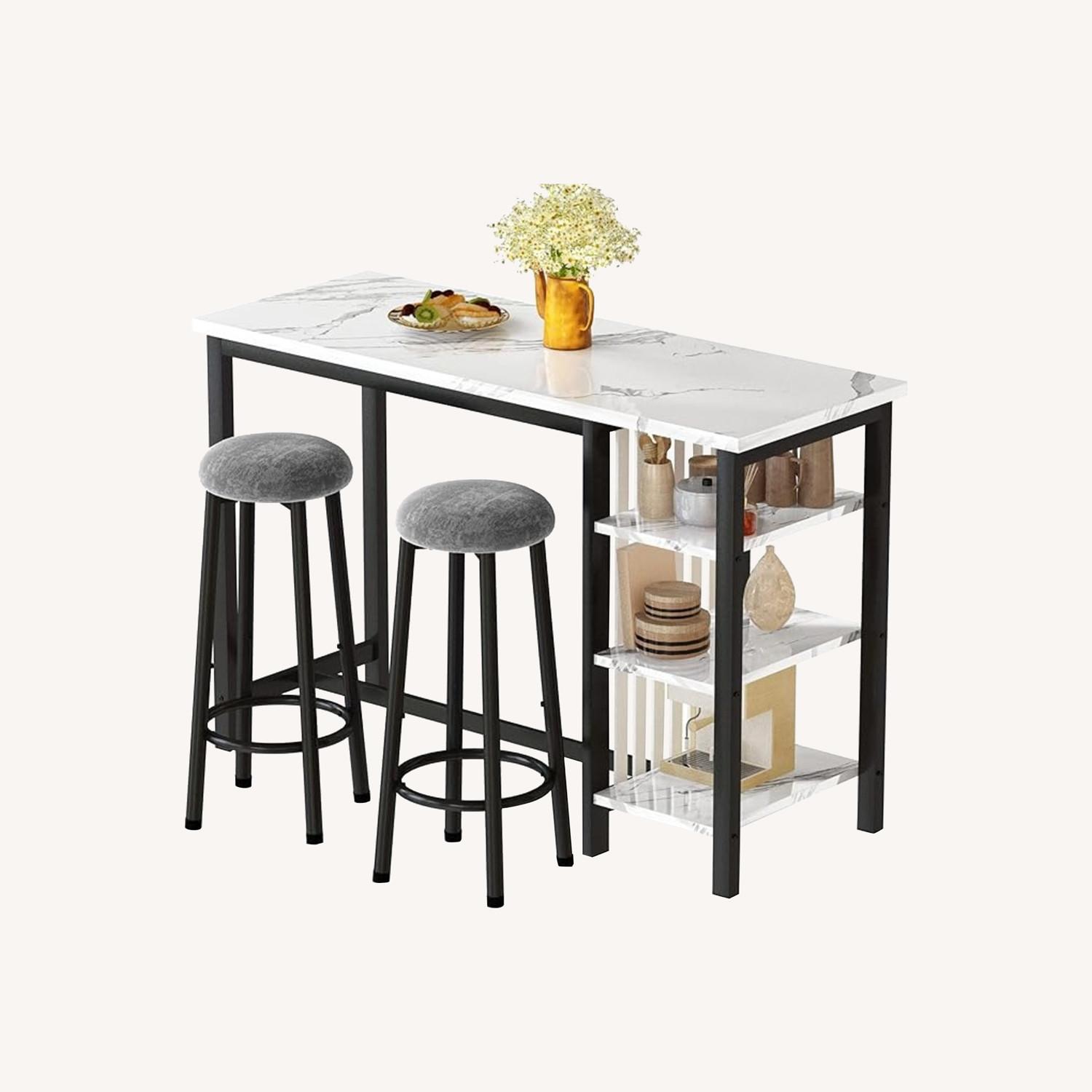 AWQM Bar Table Set with Storage Shelves - image-0