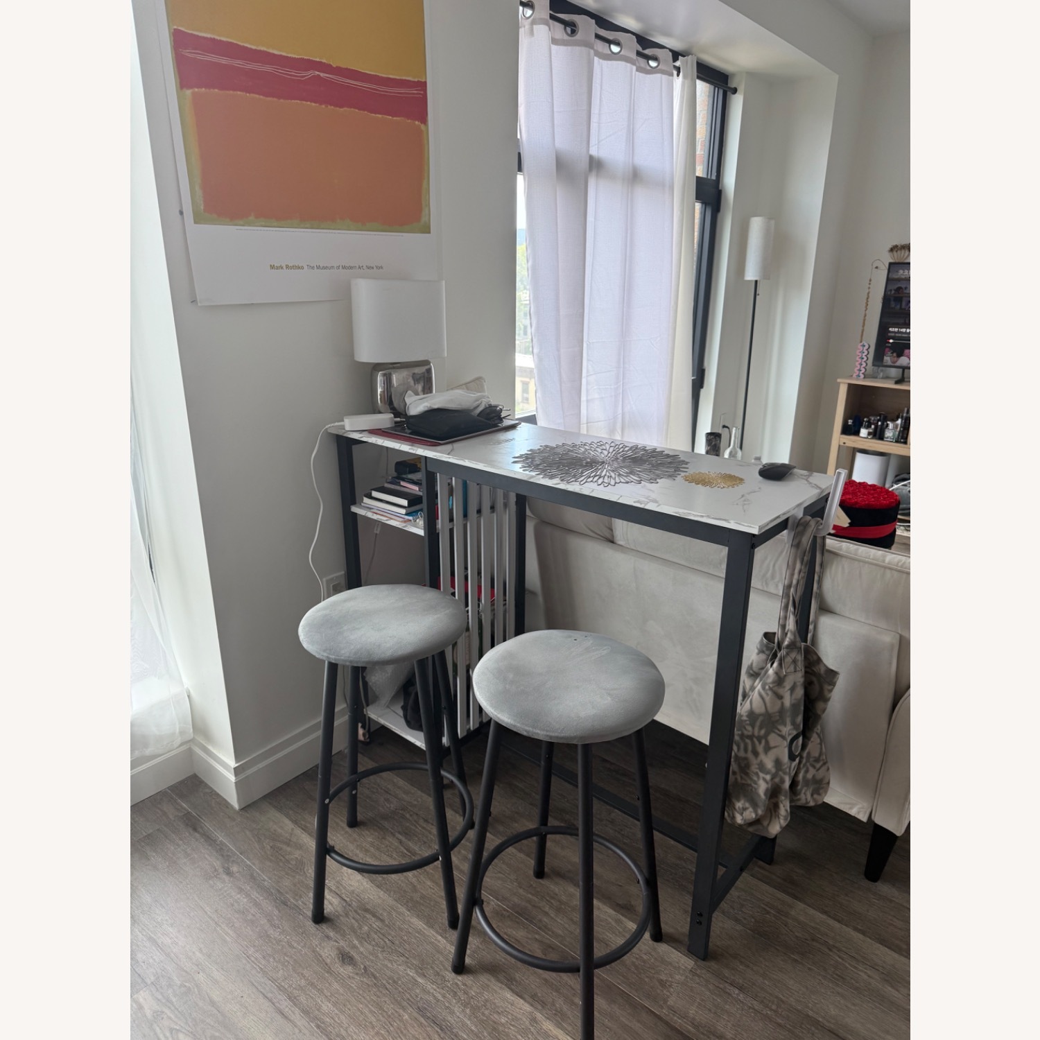 AWQM Bar Table Set with Storage Shelves - image-2