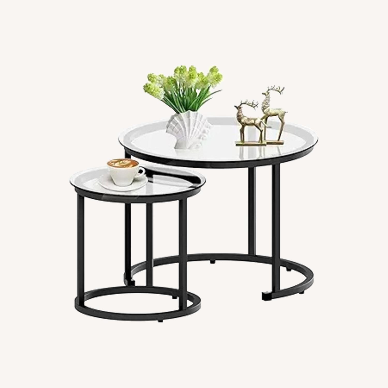 aboxoo Black Nesting Coffee Glass Table Set - image-0