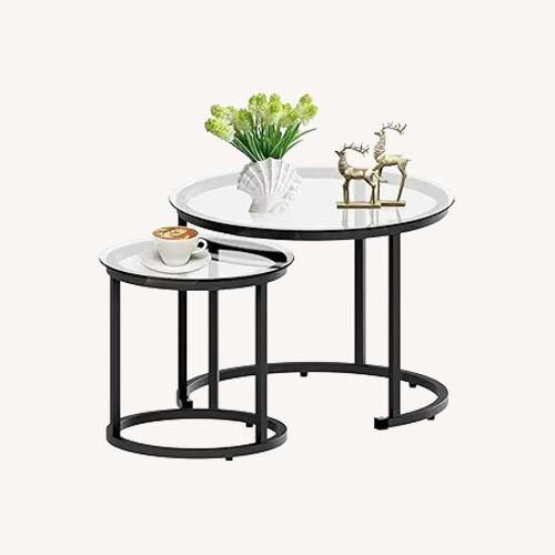 Used aboxoo Black Nesting Coffee Glass Table Set  for sale on AptDeco