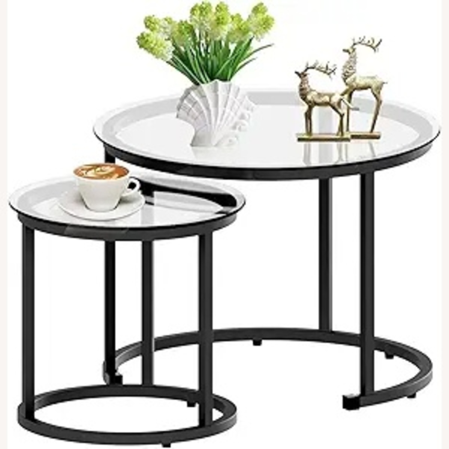 aboxoo Black Nesting Coffee Glass Table Set - image-4