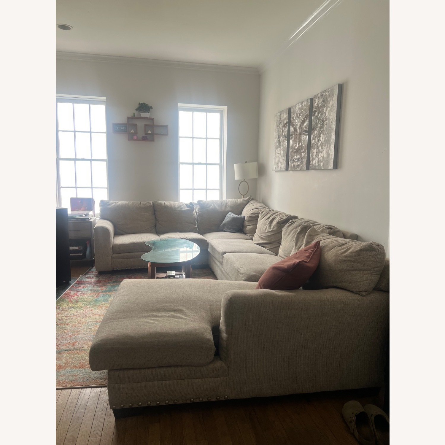 Cottage Chic Beige Sectional Sofa with Chaise - image-2