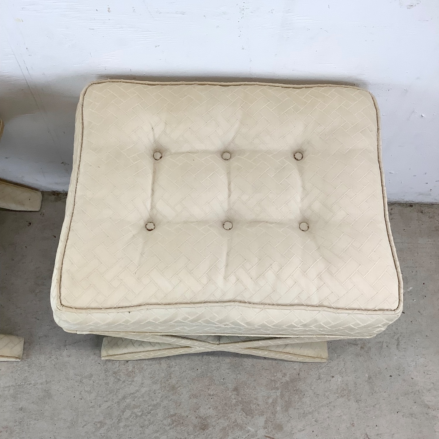 Pair Vintage X Base Ottomans - image-4