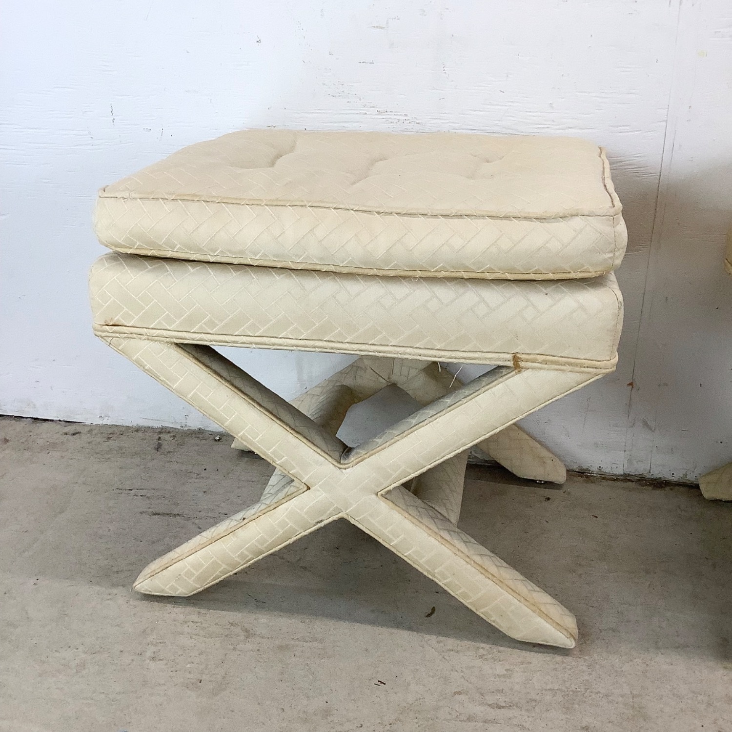 Pair Vintage X Base Ottomans - image-6