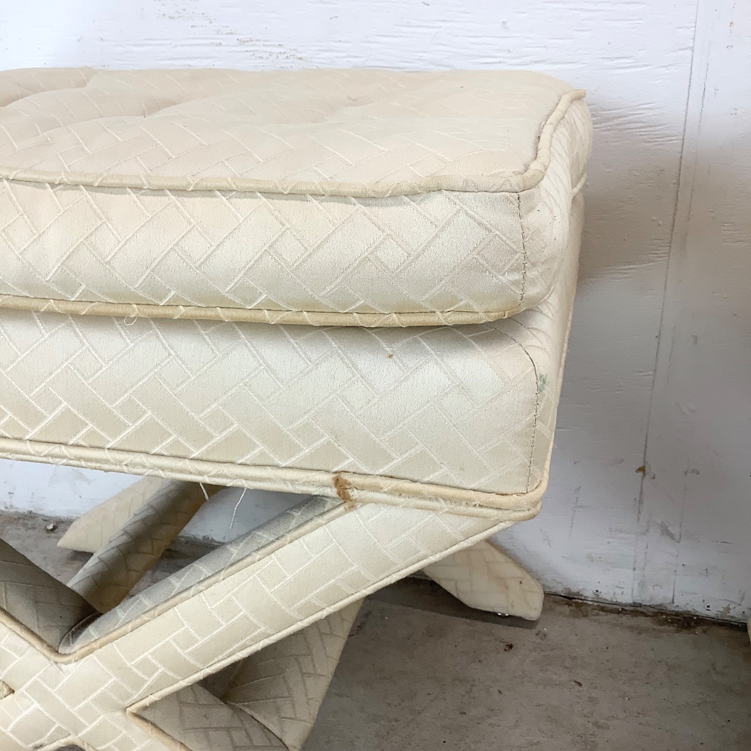 Pair Vintage X Base Ottomans - image-16