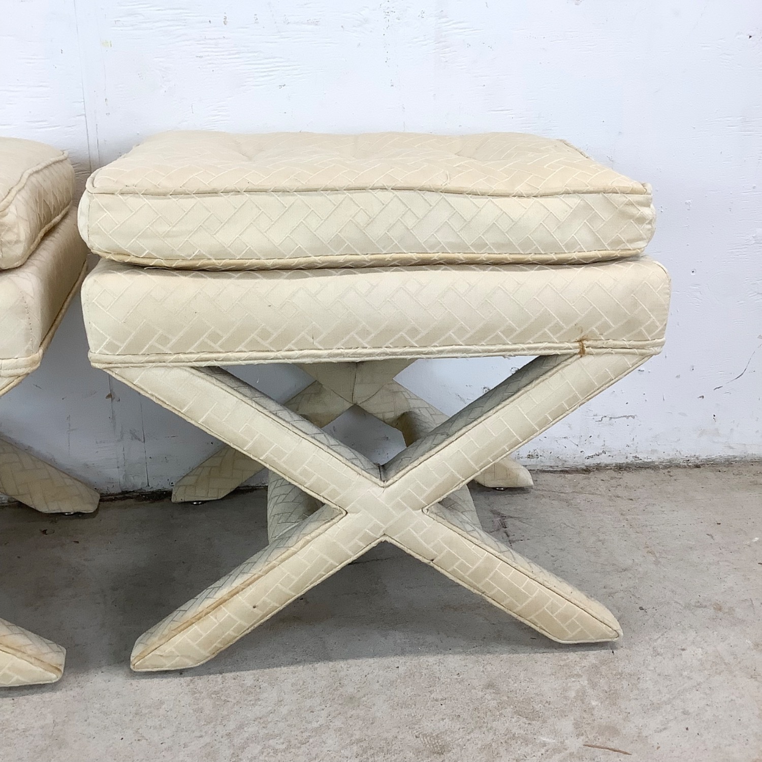 Pair Vintage X Base Ottomans - image-19