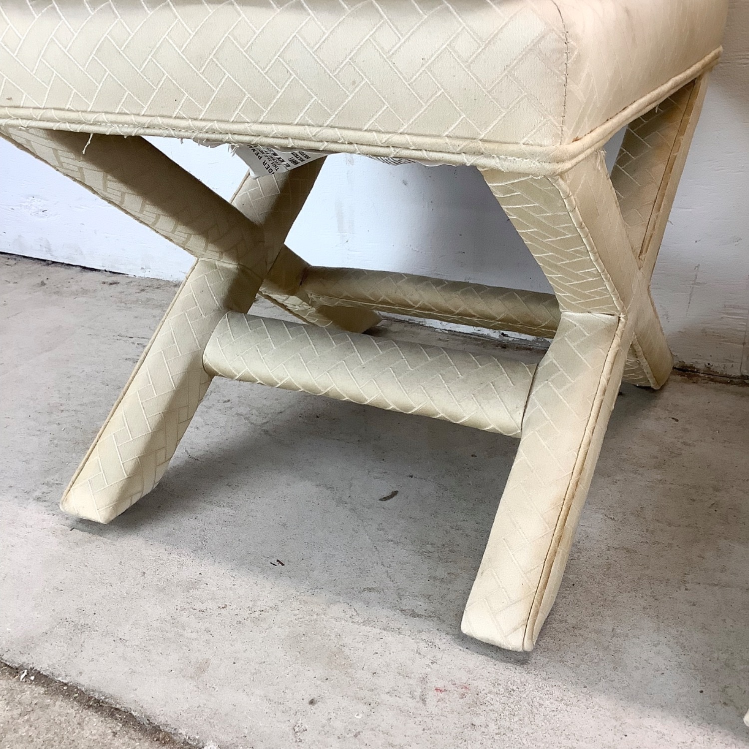 Pair Vintage X Base Ottomans - image-13