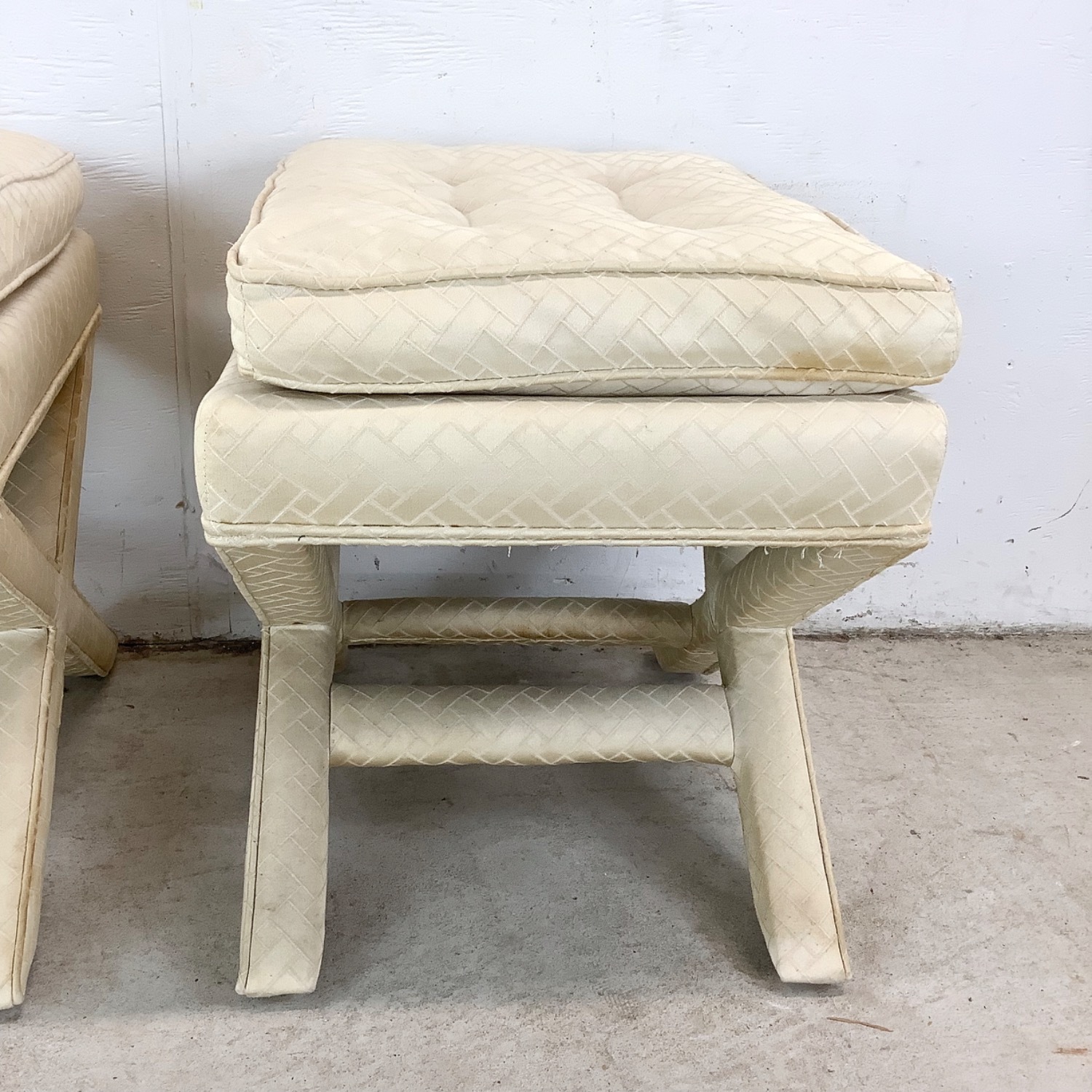Pair Vintage X Base Ottomans - image-10