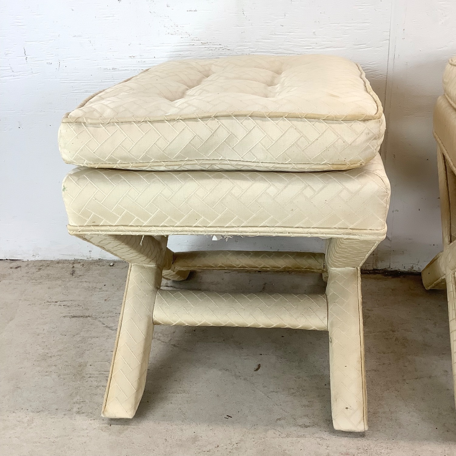 Pair Vintage X Base Ottomans - image-12