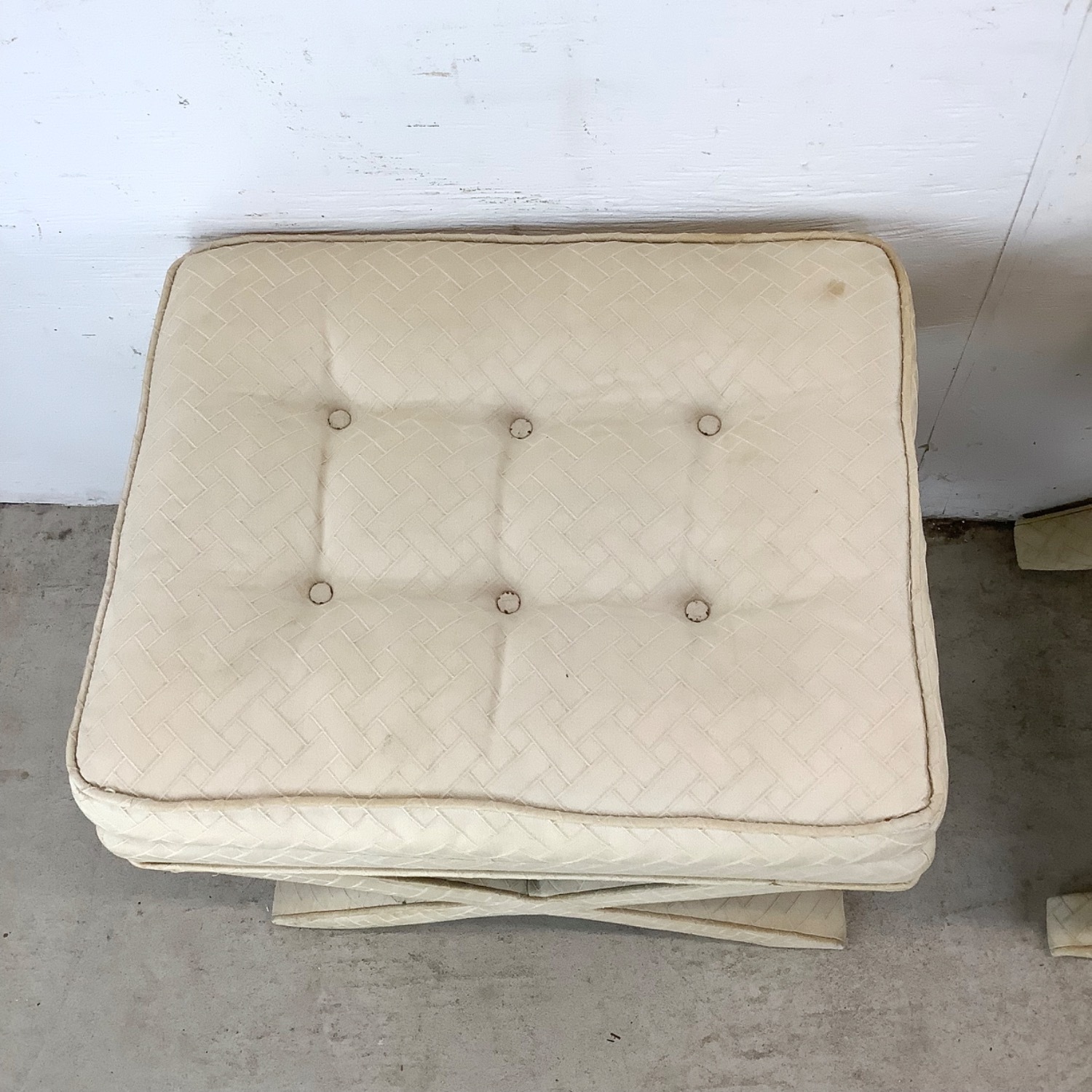 Pair Vintage X Base Ottomans - image-3