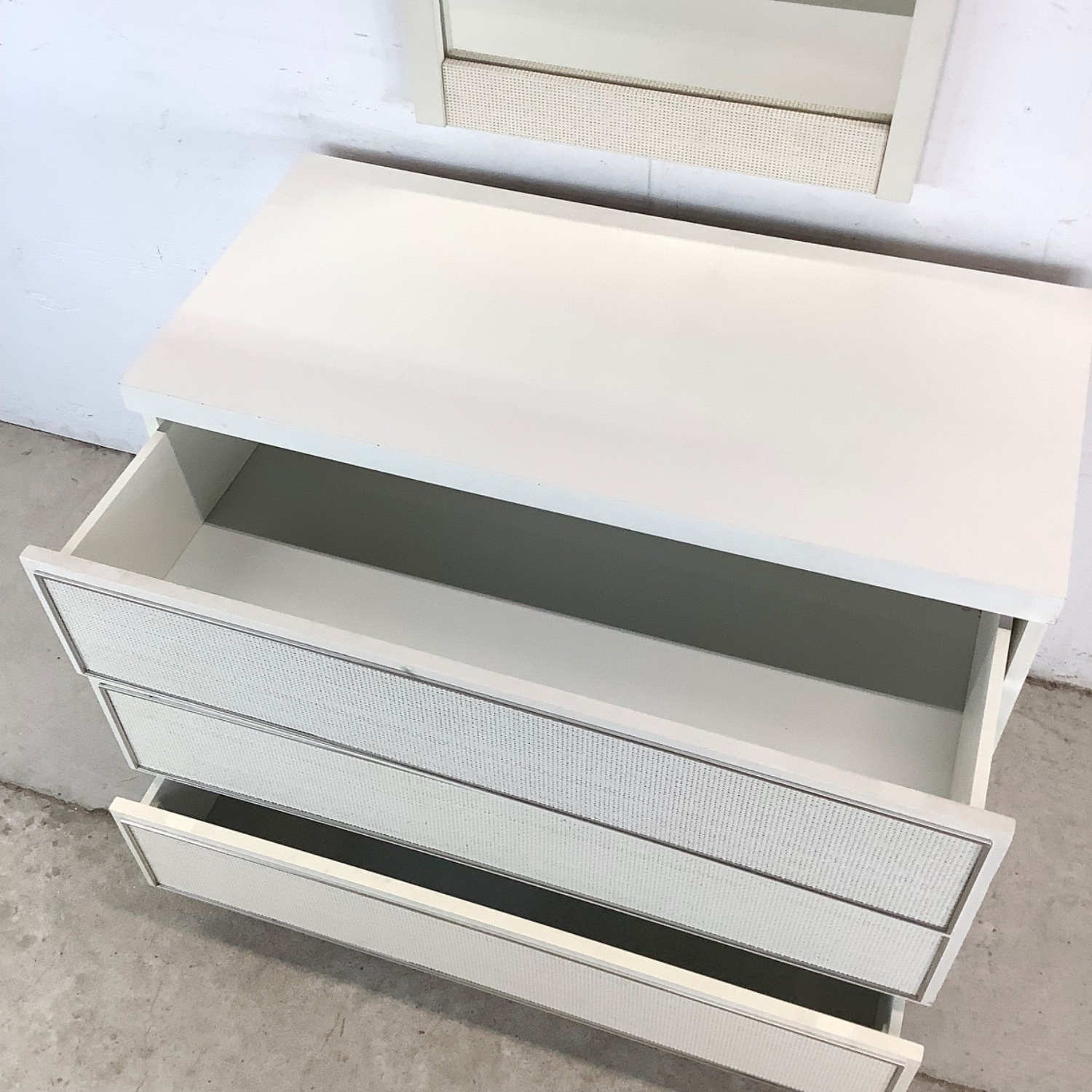 Vintage Modern Three Drawer Dresser With Mirror - image-12