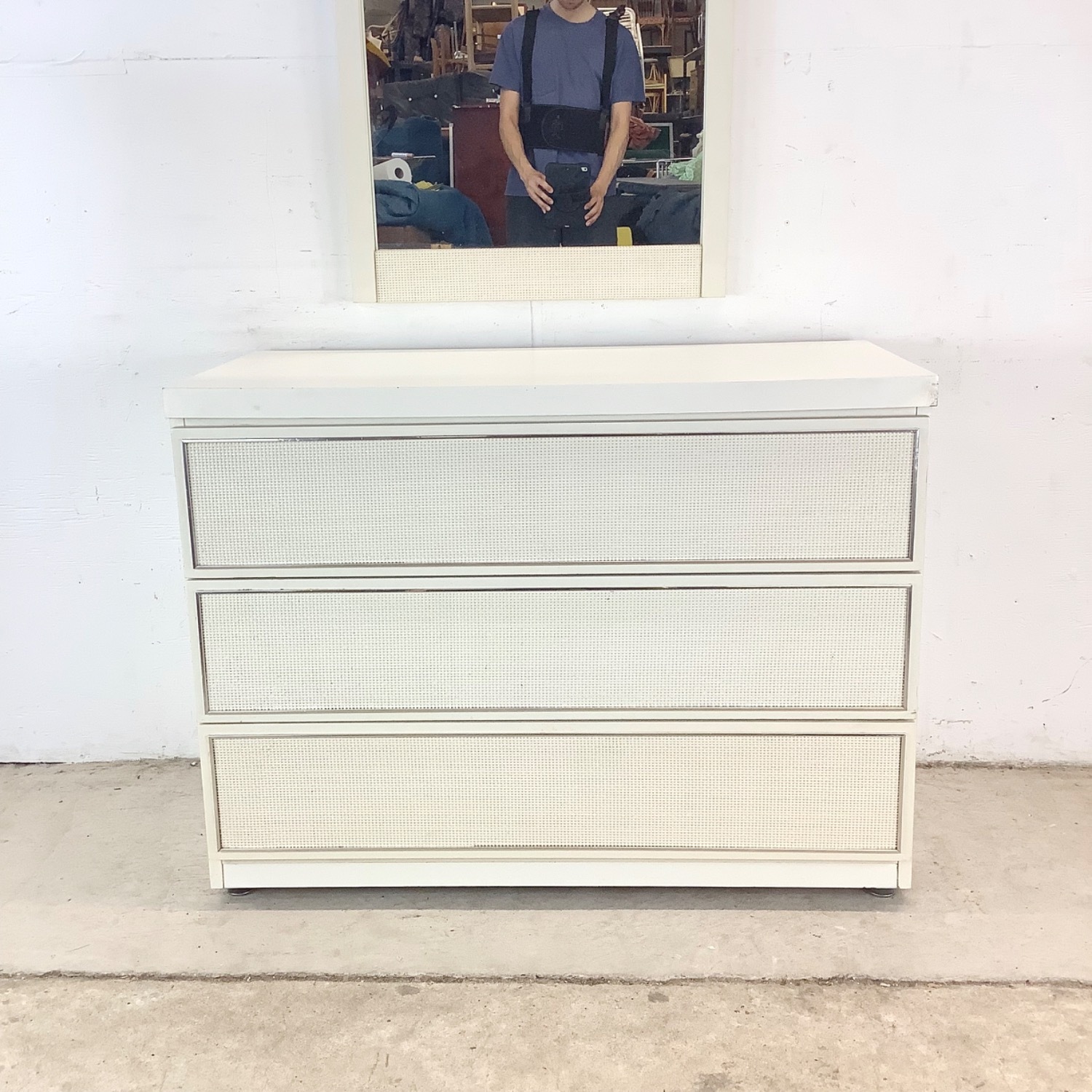 Vintage Modern Three Drawer Dresser With Mirror - image-2