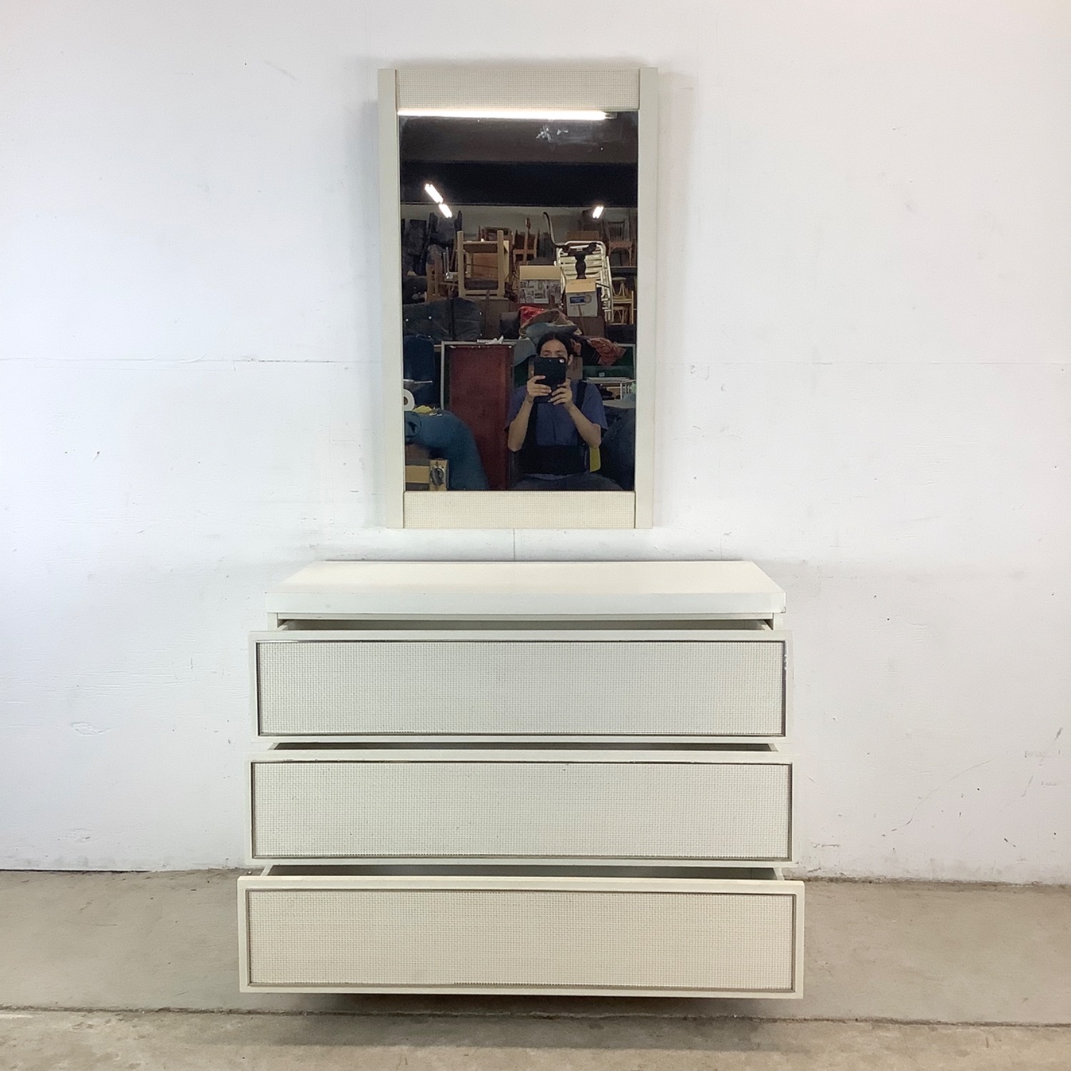 Vintage Modern Three Drawer Dresser With Mirror - image-10