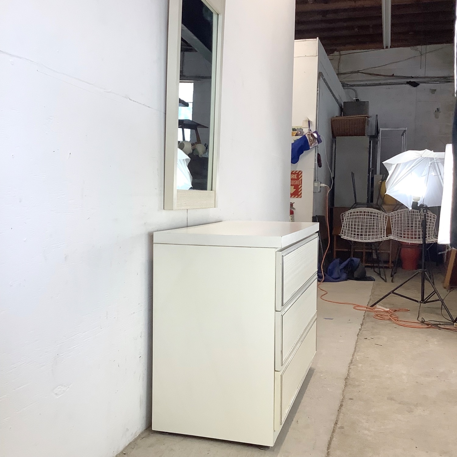 Vintage Modern Three Drawer Dresser With Mirror - image-3