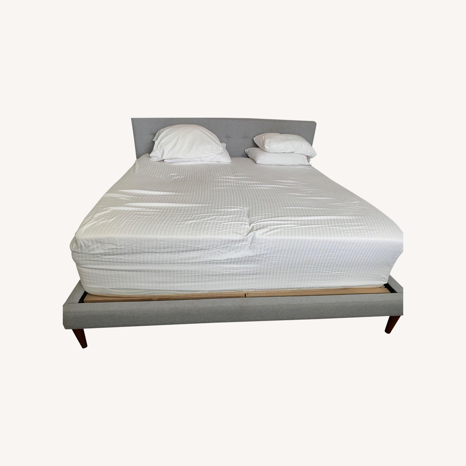West Elm Grey Linen King Bed - image-11