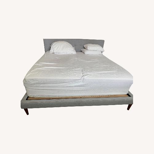 Used  West Elm Grey Linen King Bed for sale on AptDeco