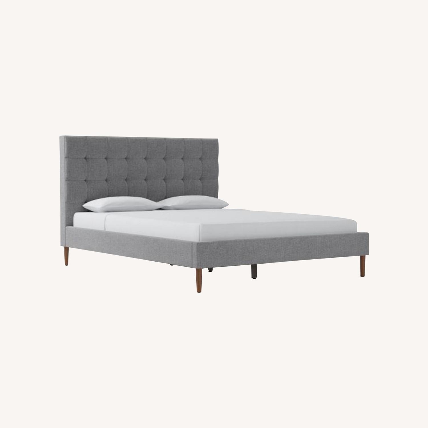 West Elm Grey Linen King Bed - image-0