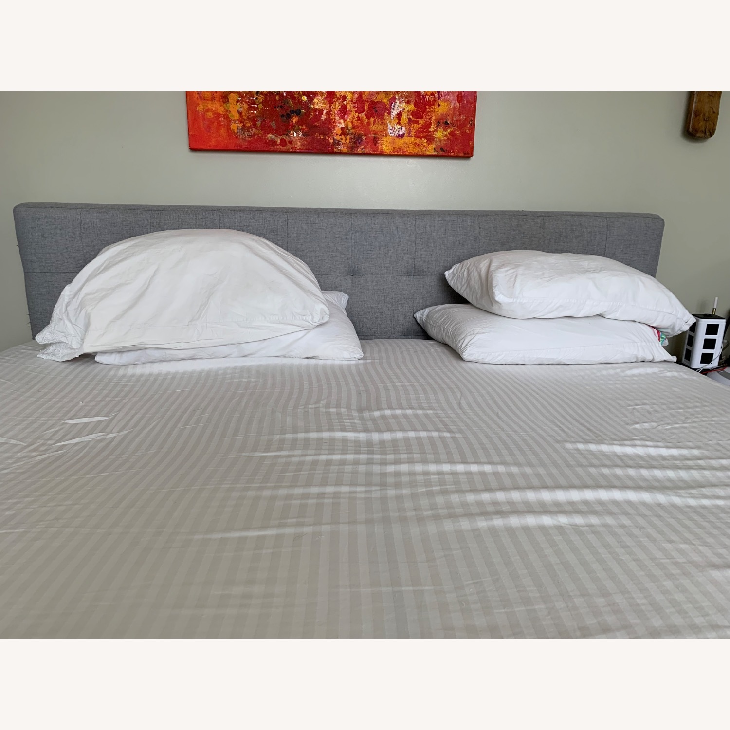 West Elm Grey Linen King Bed - image-3