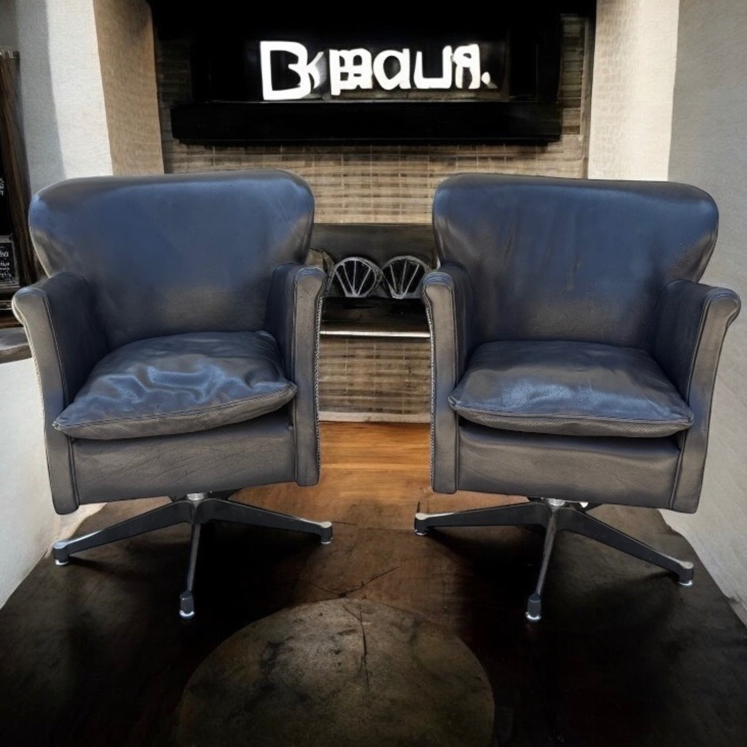 Timothy Oulton Punk Professor Black Swivel Chairs - image-7