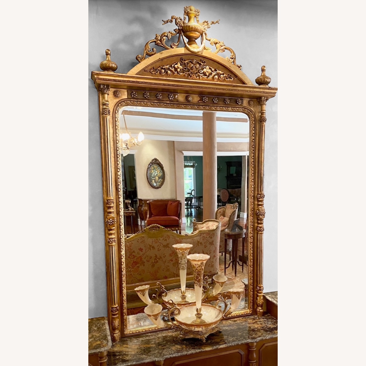 Custom Vintage Rococo Entry way Console Mirror - image-7