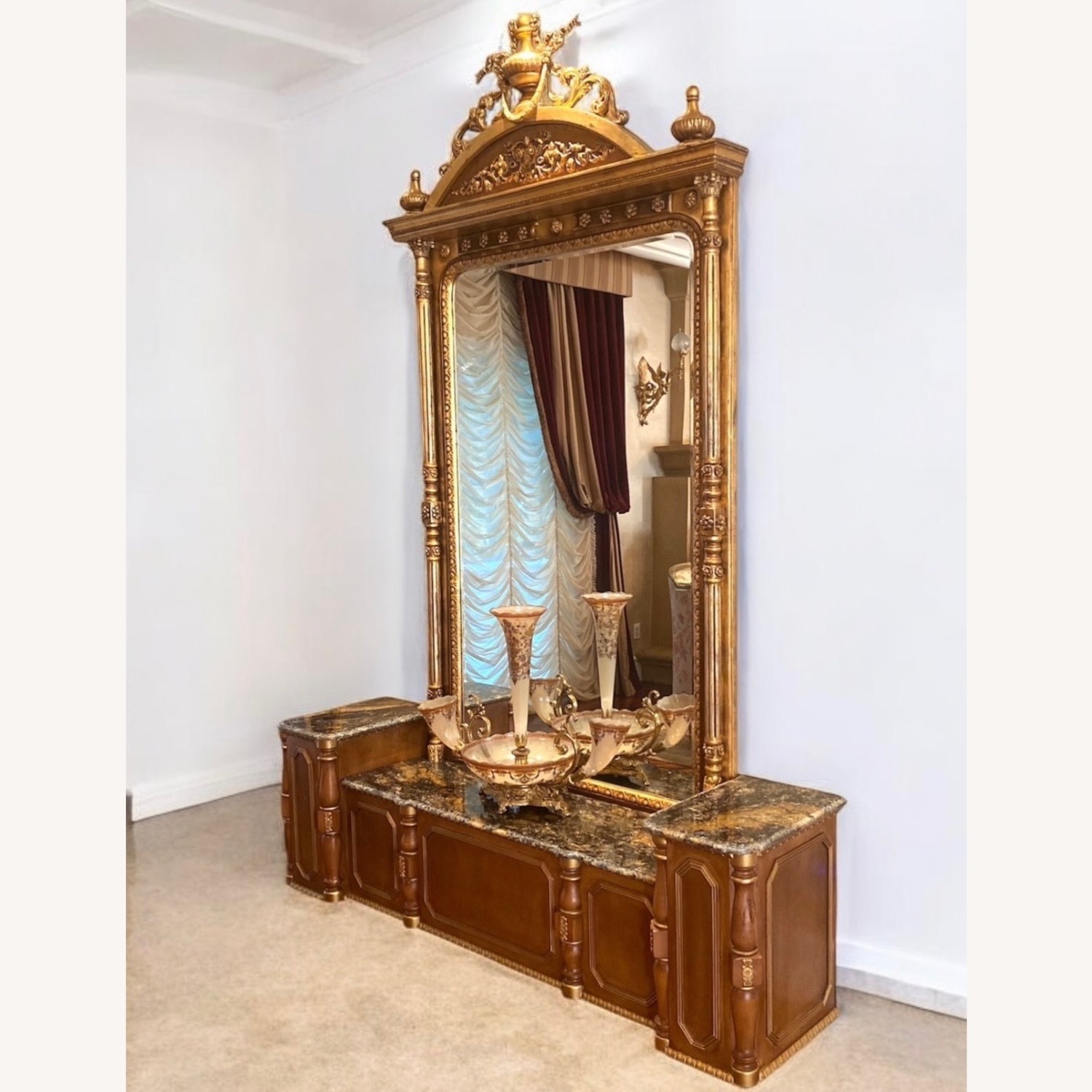 Custom Vintage Rococo Entry way Console Mirror - image-1