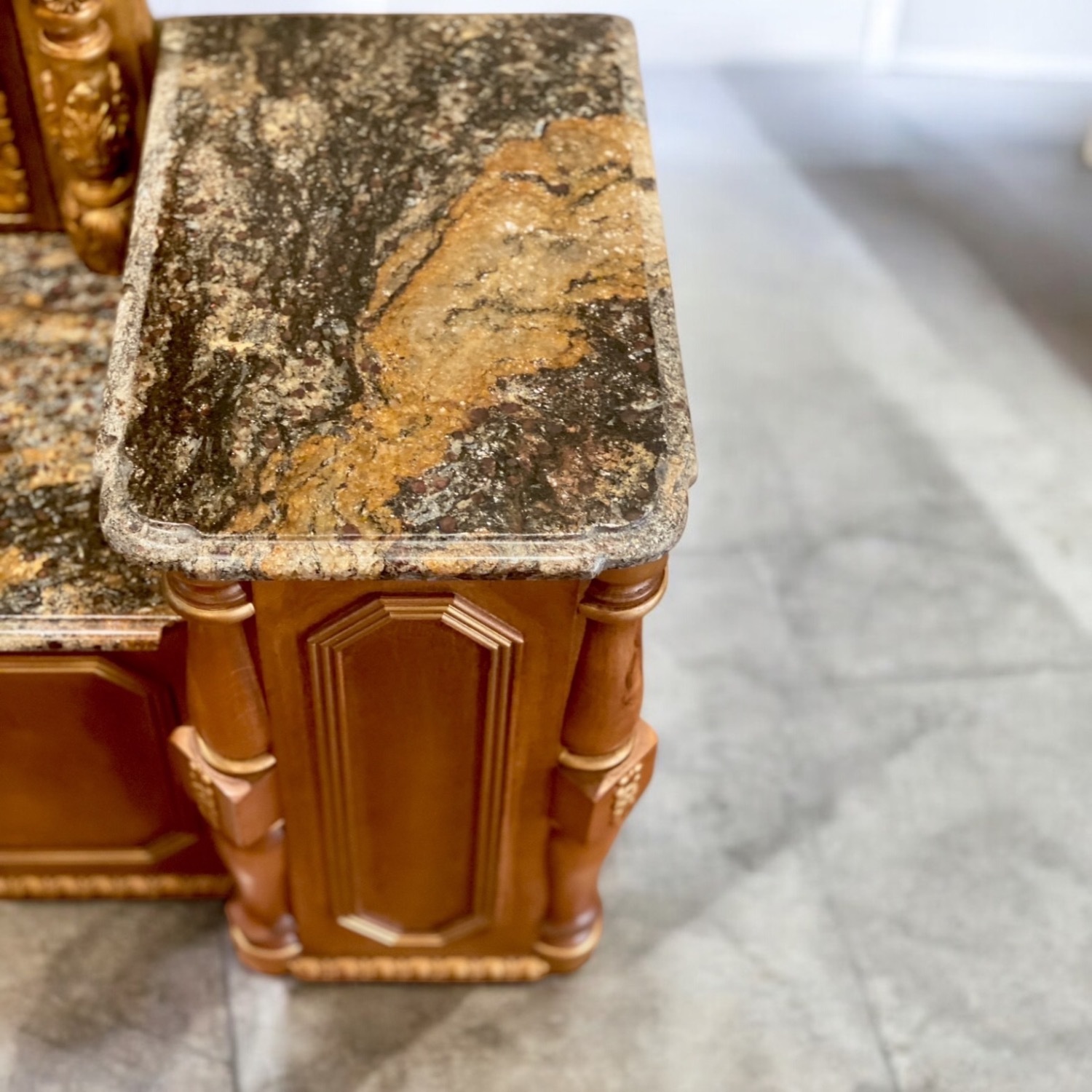 Custom Vintage Rococo Entry way Console Mirror - image-3