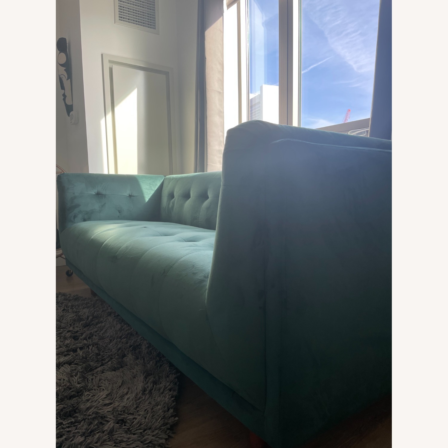 Emerald Green Velvet Sofa - image-2