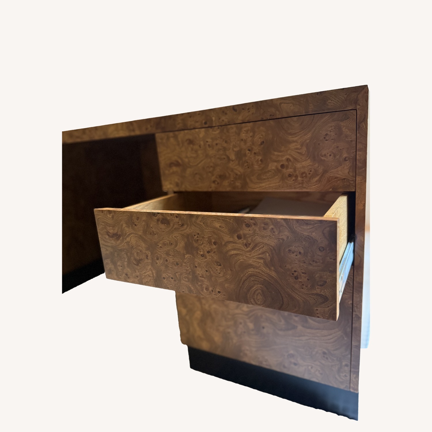 Milo Baughman Style Burlwood Executive Desk - image-7