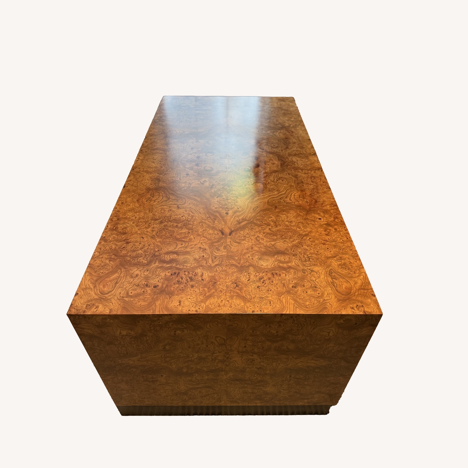 Milo Baughman Style Burlwood Executive Desk - image-6