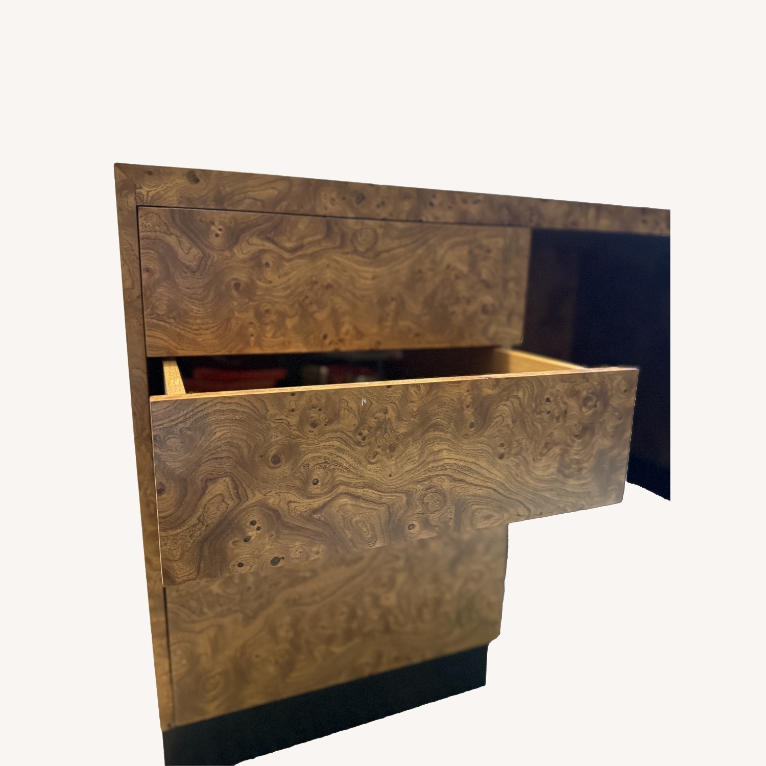 Milo Baughman Style Burlwood Executive Desk - image-4