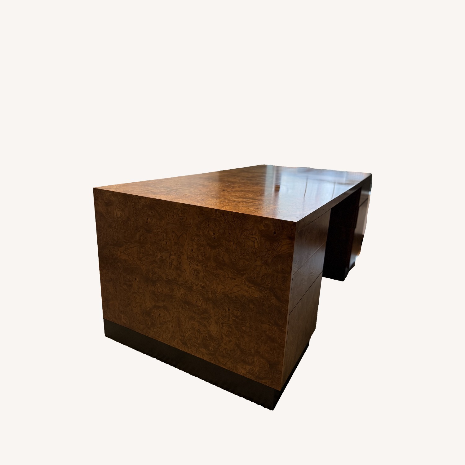 Milo Baughman Style Burlwood Executive Desk - image-12