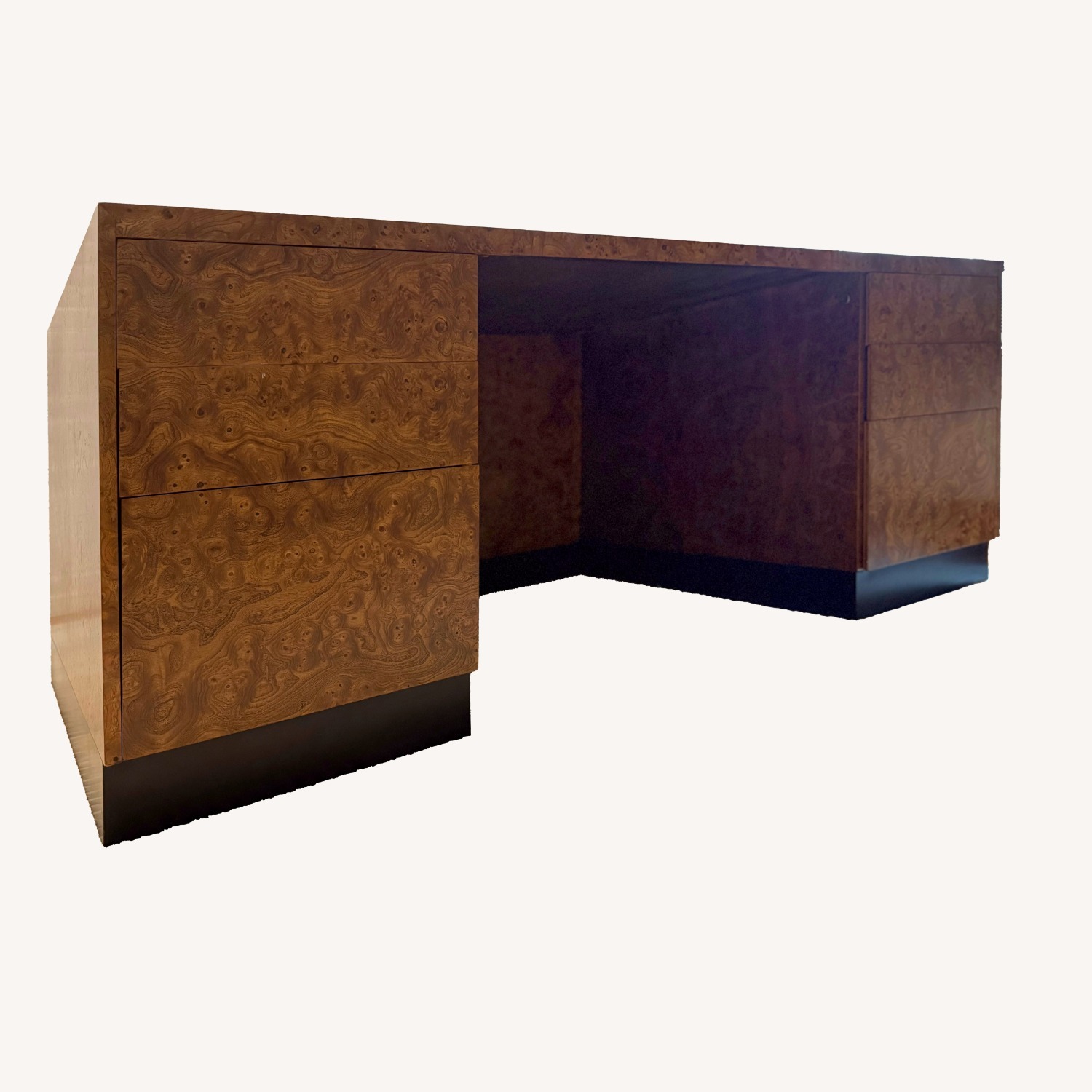 Milo Baughman Style Burlwood Executive Desk - image-14