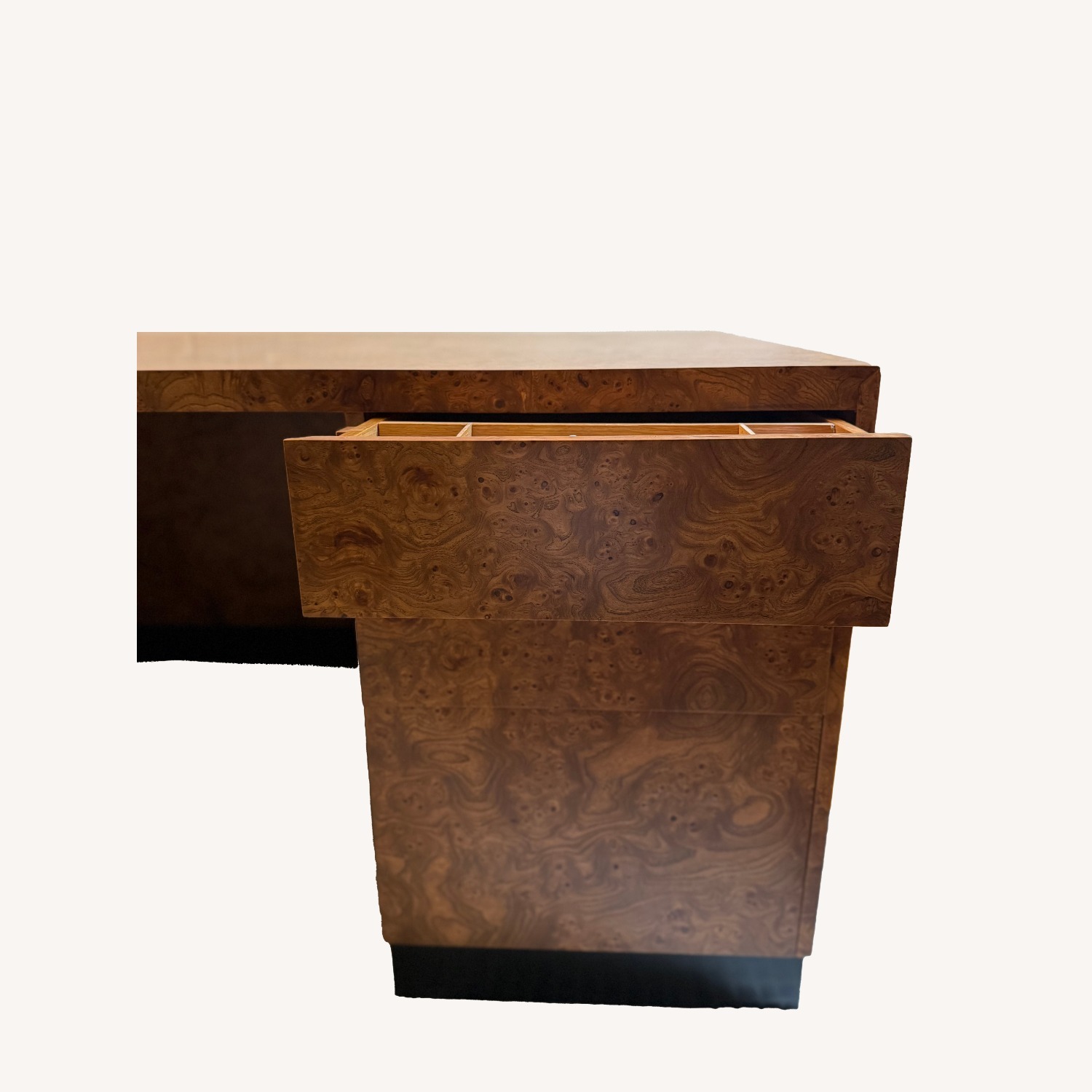 Milo Baughman Style Burlwood Executive Desk - image-15
