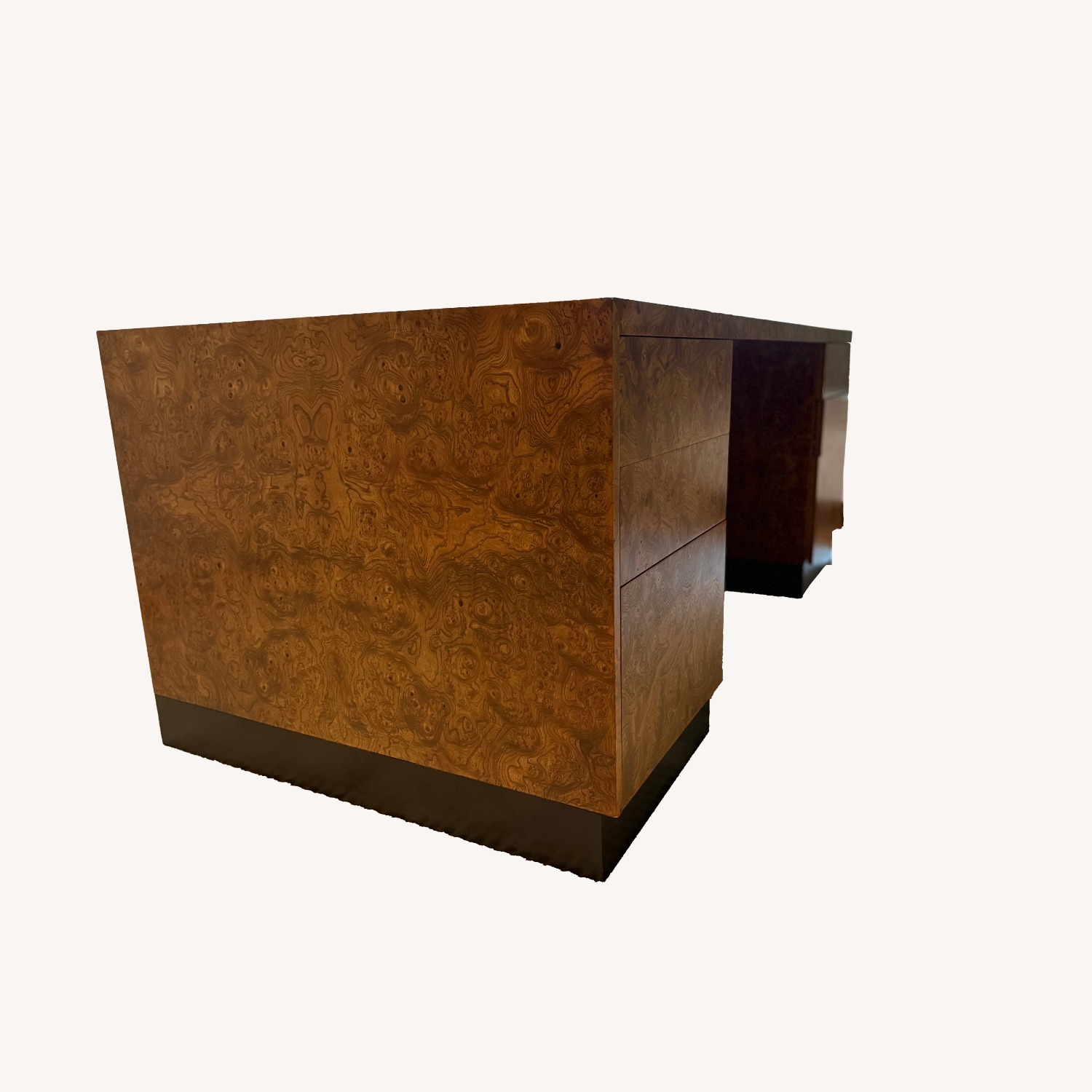 Milo Baughman Style Burlwood Executive Desk - image-13