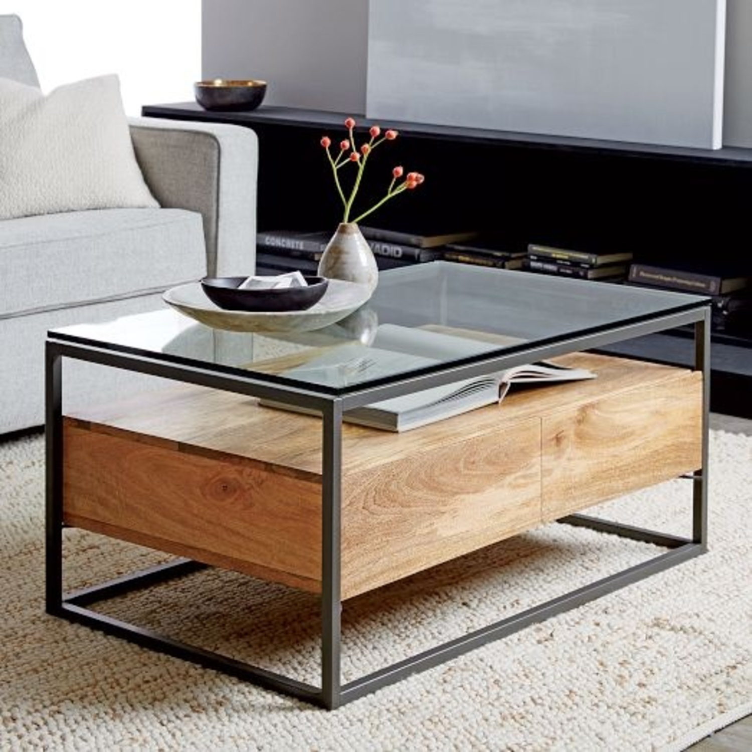 West Elm Box Frame Storage Coffee Table  - image-12