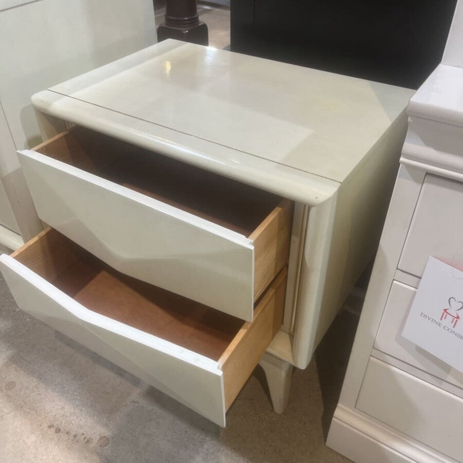 Mid-Century Diamond Front 2-Drawer Nightstand - image-2