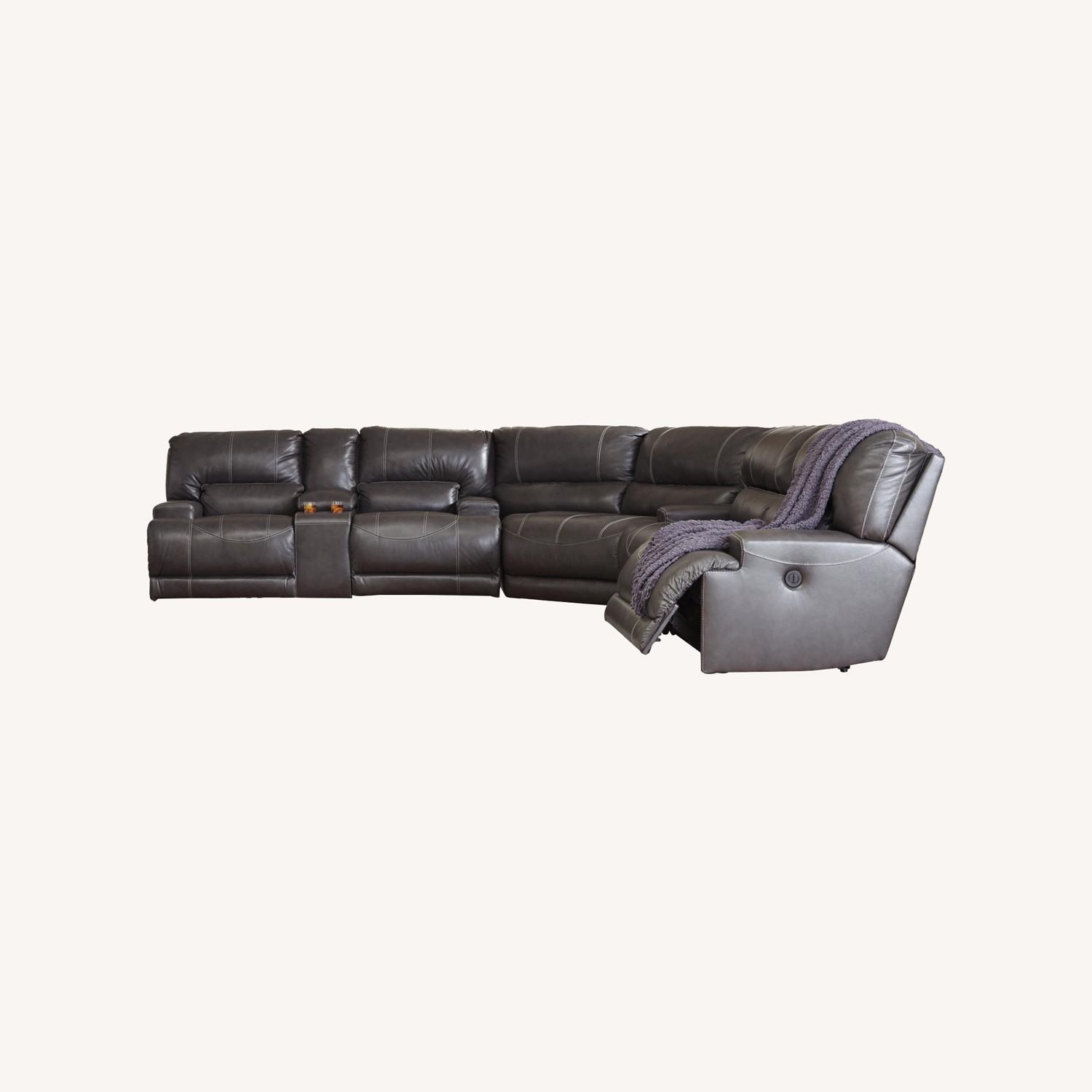 McCaskill Reclining Leather Sectional - image-0