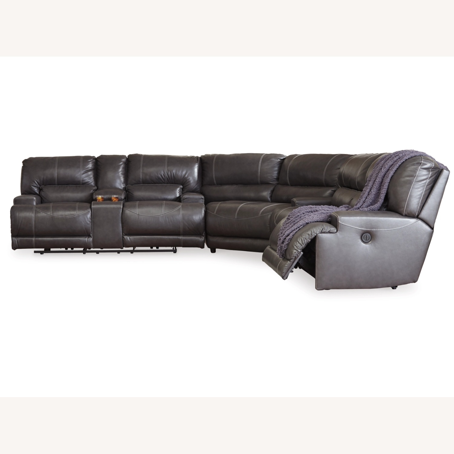 McCaskill Reclining Leather Sectional - image-5