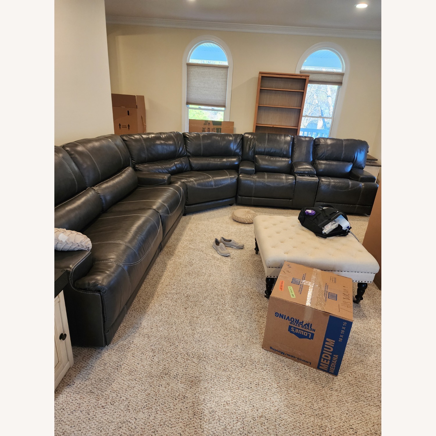 McCaskill Reclining Leather Sectional - image-1