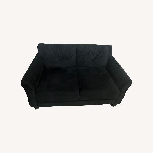 Used Black 2-Seat Loveseat with Flared Arms  for sale on AptDeco