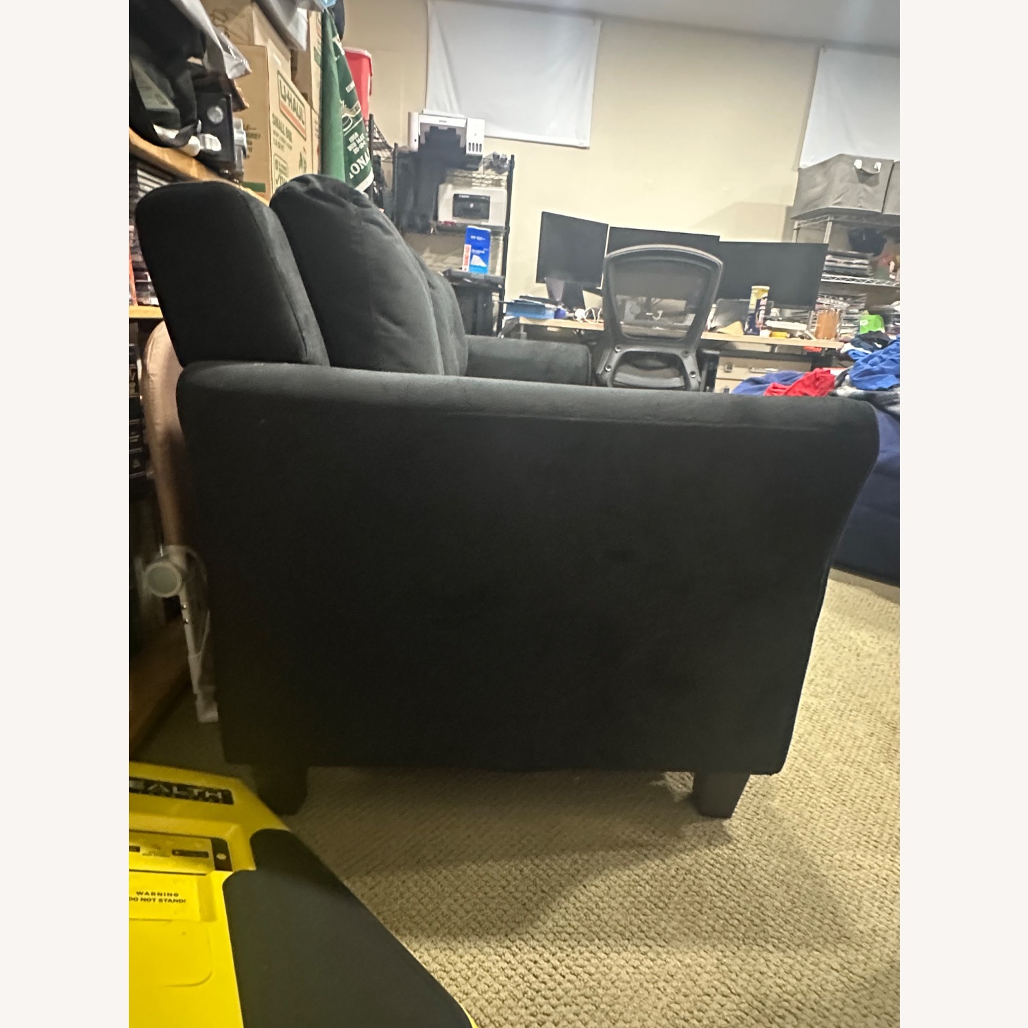 Black Flared Arm Rectangle 3-Seater Sofa - image-7