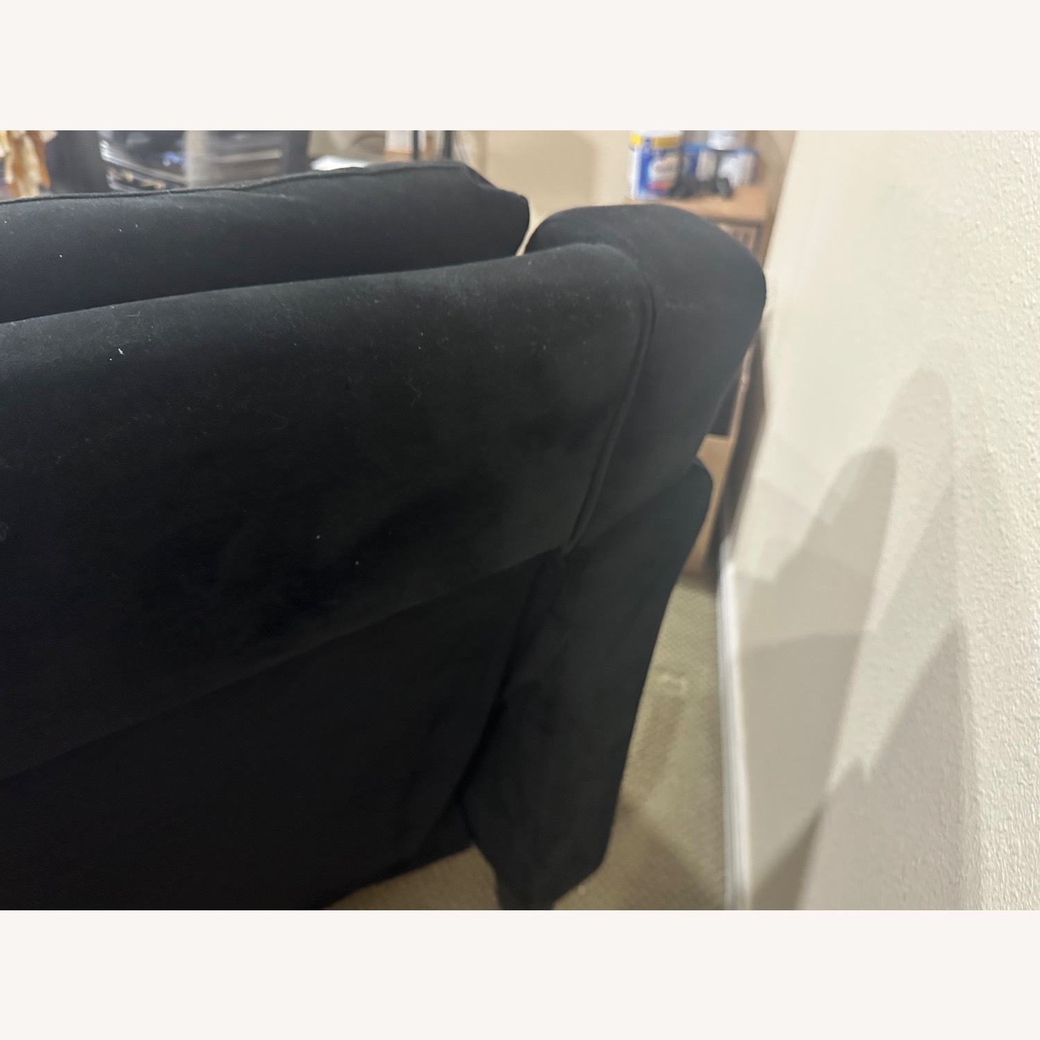 Black Flared Arm Rectangle 3-Seater Sofa - image-2