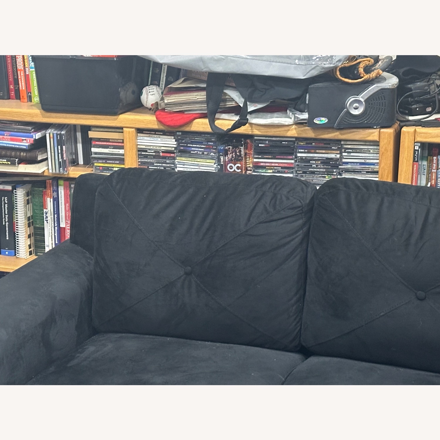 Black Flared Arm Rectangle 3-Seater Sofa - image-6