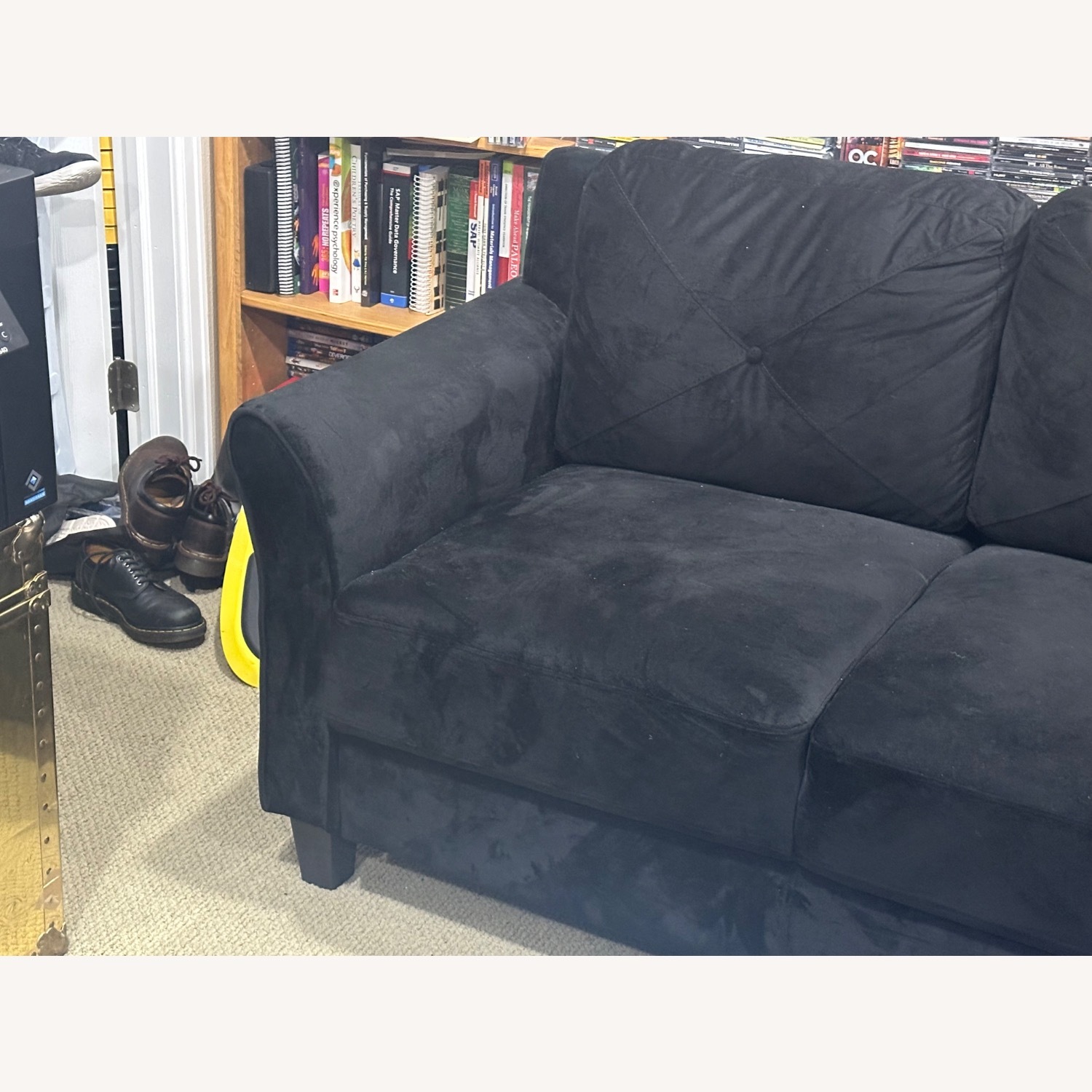 Black Flared Arm Rectangle 3-Seater Sofa - image-4