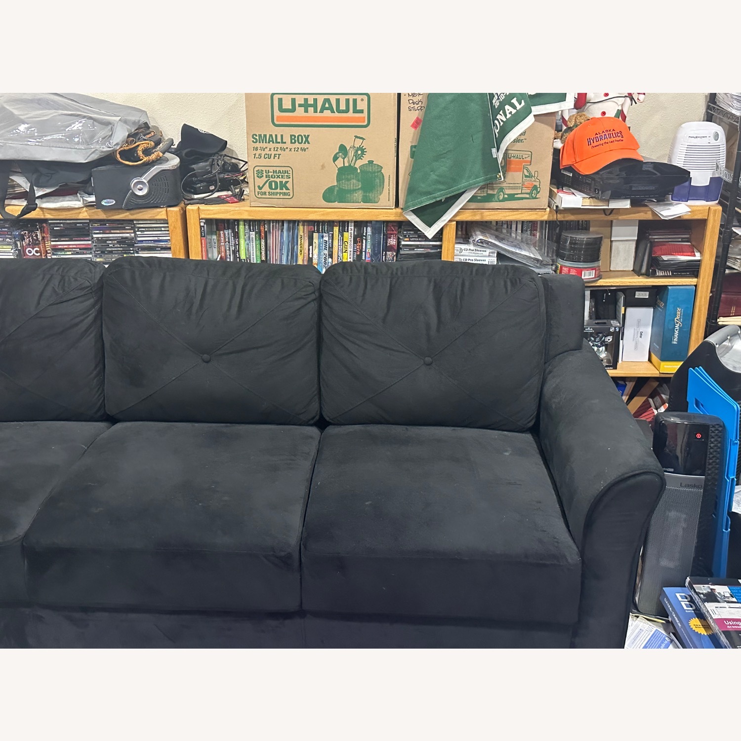 Black Flared Arm Rectangle 3-Seater Sofa - image-3